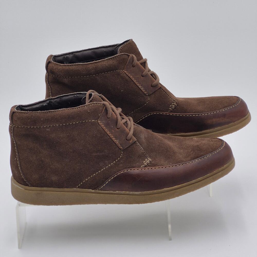 Clarks Moccasin Toe Brown Suede Oiled Leather Desert Boots Men's Size 12M S0099